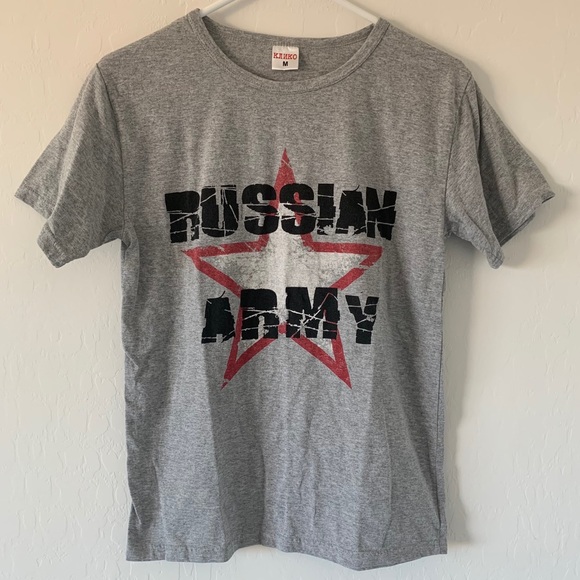 Gray Russian Army Graphic Tee - Picture 1 of 3